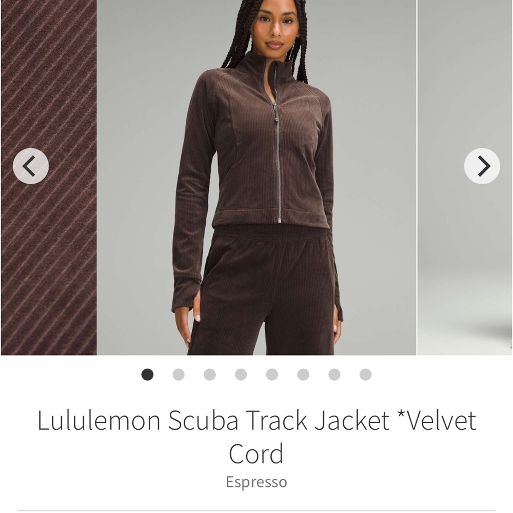 Lululemon Scuba Track Jacket *Velvet Cord Espresso Sz 4